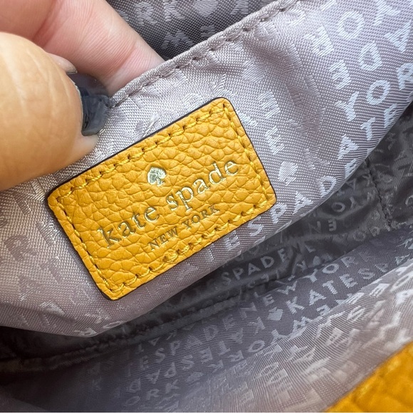 Kate Spade Nilla Hughes Street Pebbled Leather Crossbody Bag in Mustard Yellow - Picture 9 of 13